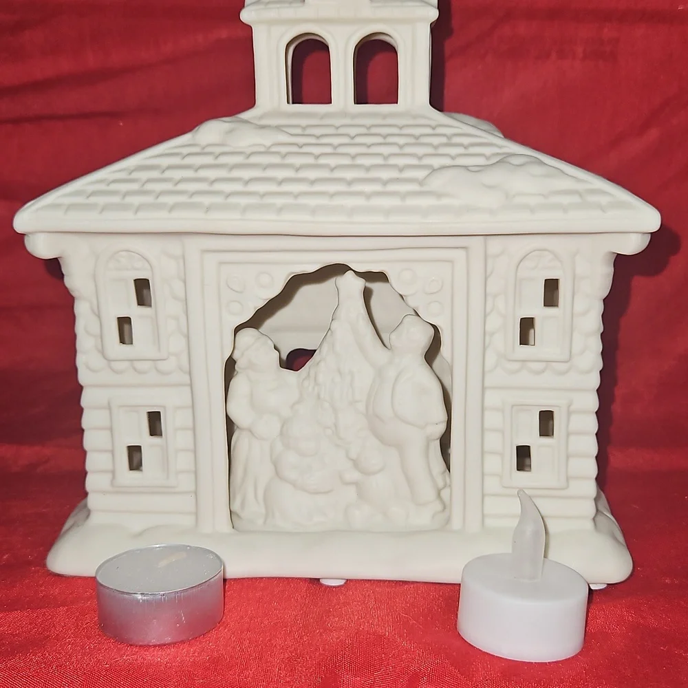 PartyLite Victorian Manor Porcelain Bisque Ceramic Tealight Candle Holder